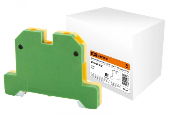 Клемма  2,5 кв желто-зеленый 25А винт. TDM ЗНИ-2,5