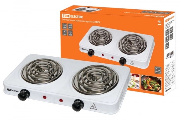 Электроплитка двухконфорочная TDM ЭПС2 230 В, 2х1 кВт, спиральная