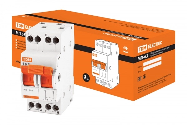 Переключатель модульный трехпозиционный 2П 16А TDM МП-63