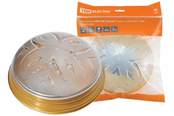 Светильник TDM НПО 106 "Плутон" золото 1х40 Вт Е27