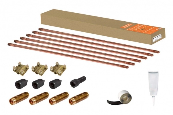 Комплект заземления №1, для частного дома (9м d14ммх1,5м 6шт омедненные стержни) TDM