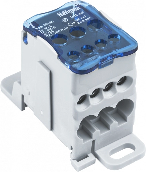 Блок распределительный на DIN рейку 80А Navigator 61 078 NBB-DB-80 (1 шт/упак)