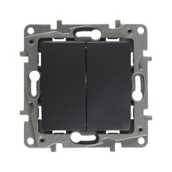 Переключатель Legrand Etika 2-клавишный механизм с накладкой антрацит