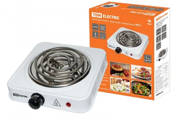 Электроплитка одноконфорочная TDM ЭПС1 230 В, 1 кВт, спираль