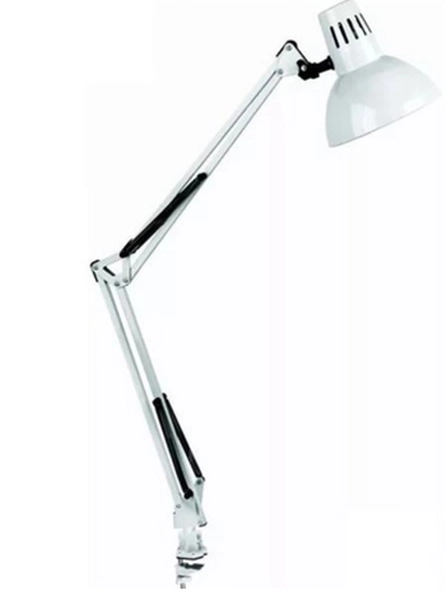 Светильник настольный под лампу IN HOME СНС-13Б  на струбцине 60Вт E27 белый  (коробка)
