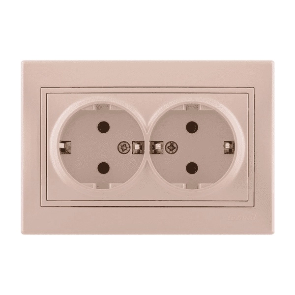 Lezard  Mira  Жемчужно-Белый Перламутр Розетка 2-местная с заземляющими контактами керамика скрытая установка 701-3030-127