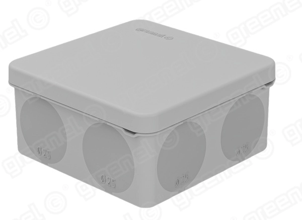Коробка распаячная ОП 100х100х50  IP67  безгалогенная (HF) 2К, УФ серая