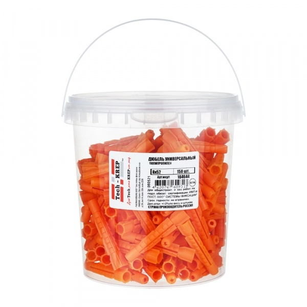 Дюбель универсальный 8х52 полипропилен (150 шт) - ведро Tech-Krep