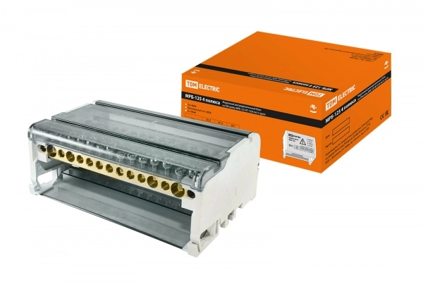 Блок распределительный модульный TDM на DIN-рейку МРБ-125 4П 125А 4х15 групп