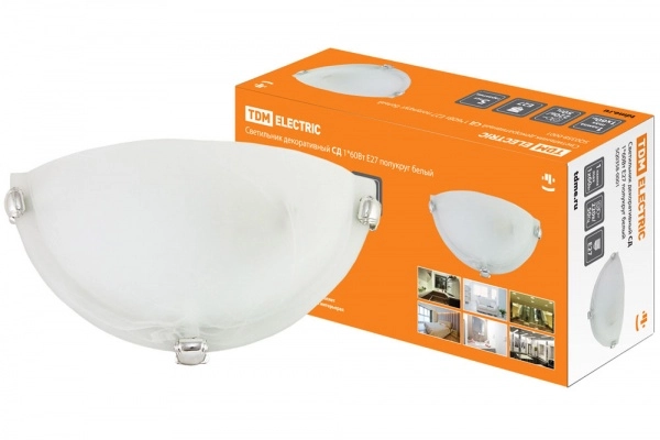 Светильник TDM декоративный СД 1х60 Вт E27 полукруг белый (индивид. уп)