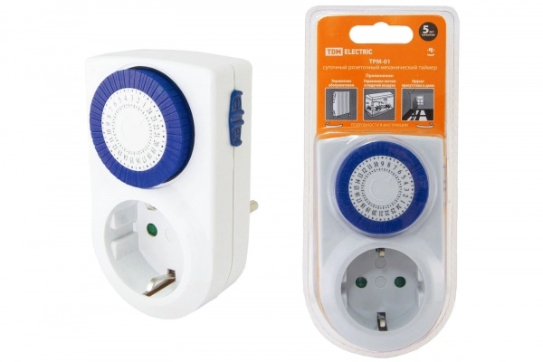 Таймер TDM розеточный ТРМ-01-30 минут/24 часа-16А SQ1506-0001