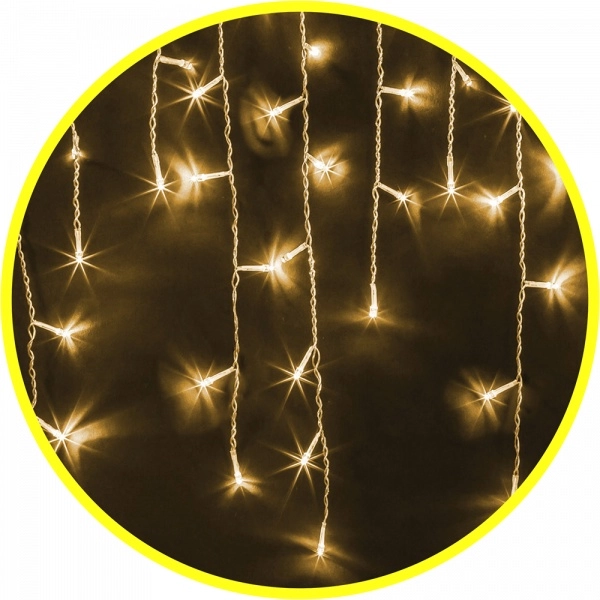 Гирлянда "Бахрома" УЛИЧНАЯ IP44 2м постоянное свечение свет теплый БЕЛЫЙ провод прозрачный 230В Navigator 61840