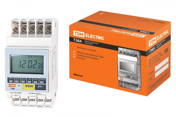 Таймер электронный ТЭ8A-1мин/7дн-8on/off-16А-DIN TDM SQ1503-0002