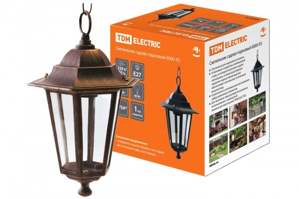 Светильник садово -парковый TDM  шестигранник, 60Вт, подвес, бронза 6060-15