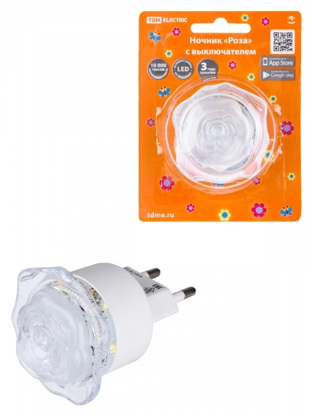 Ночник TDM Роза с выключателем, 0,4 Вт, 220 В