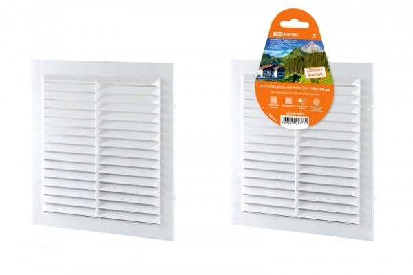 Решетка неразъемная с москитной сеткой, белая 190х190 TDM (кратно 10)