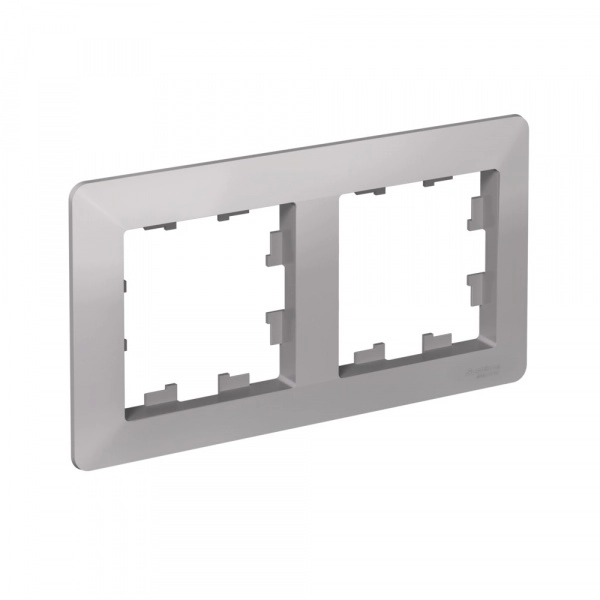 Рамка двухместная ATLASDESIGN AIR АЛЮМИНИЙ/дымчатый черный