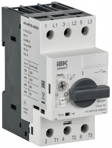 ARMAT Авт. выкл. защиты двигателя A6 GV2P 1,6-2,5А IEK (кратно 1)