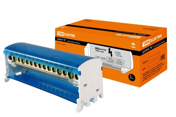 Шина нулевая 2х15 групп DIN 125А в корпусе TDM
