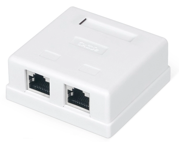 Розетка компьютерная RJ-45, категория 5e, экранированная, двойная, внешняя, Dual IDC, цвет белый WRLine