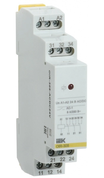 Промежуточное реле OIR 3 контакта (8А). 24 В AC/DC