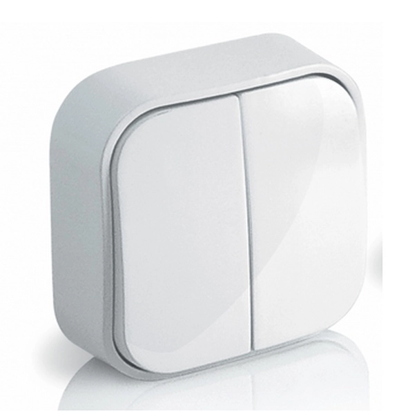 Выключатель Legrand Quteo 2-клавишный в сборе белый