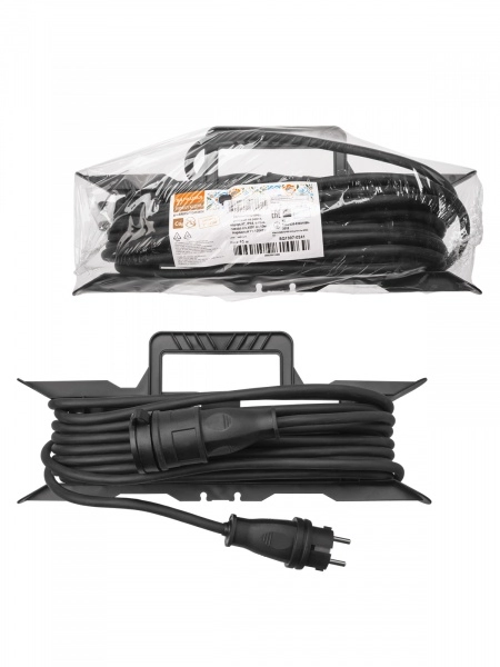 Удлинитель-шнур на раме 1 гнездо 10м IP44 каучук штепсельное гнездо с заземлением 4000 Вт НАРОДНЫЙ У1-12048 TDM SQ1307-0241