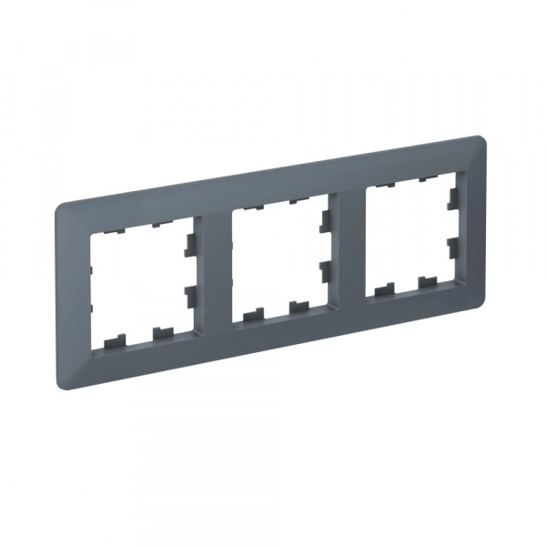 Рамка трехместная ATLASDESIGN AIR ГРИФЕЛЬ/дымчатый черный