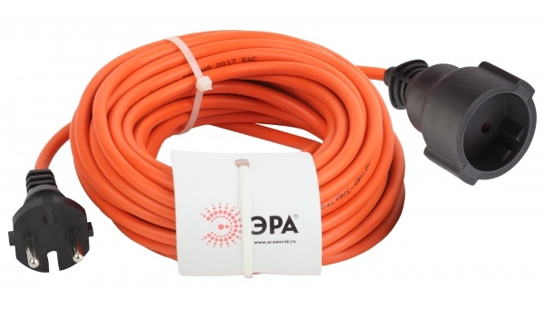 Удлинитель-шнур одно гнездо 20м IP44 без заземления ПВС 2х0,75 1300Вт оранжевый ЭРА Б0043037