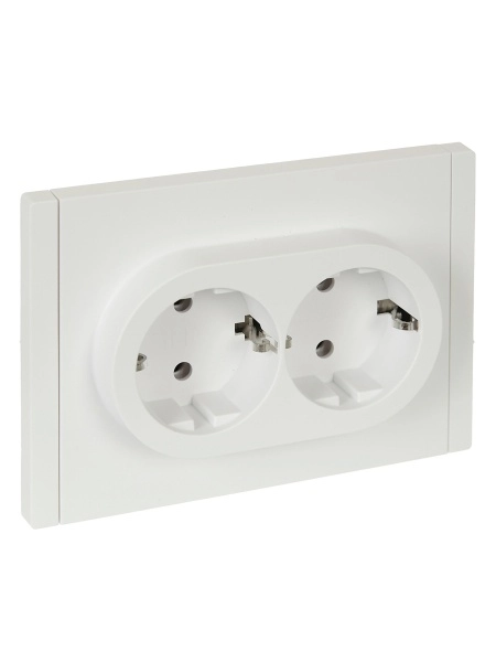 Розетка двойная с заземляющими контактами без защитной шторки безвинтовое крепление 16А FORTE&PIANO БЕЛЫЙ FP224 IEK
