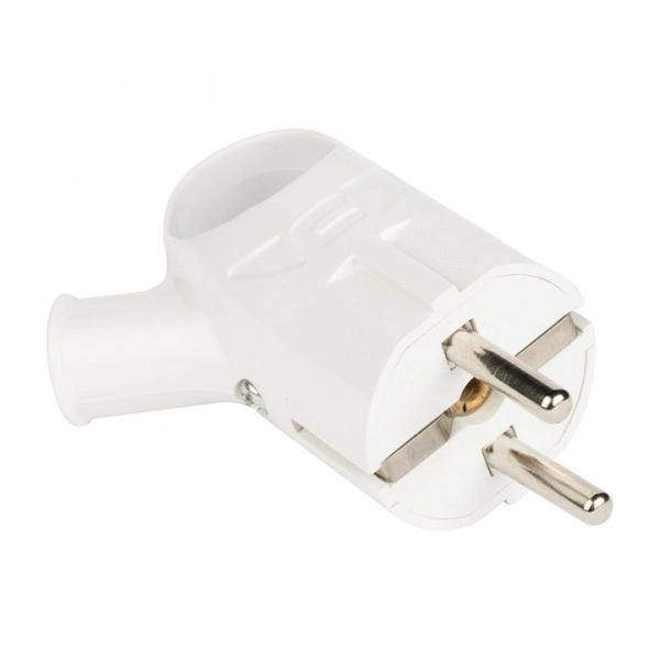 Вилка угловая кольцо с заземлением 16А 250В 3500Вт Proxima Белая EKF AVK16-10 (кратно 1)