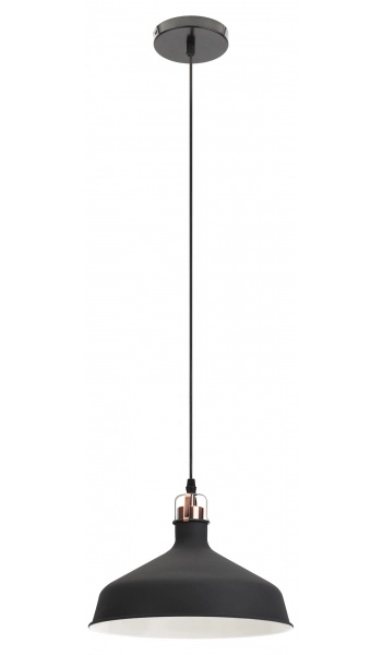 Светильник ЭРА подвесной PL2 BK/RC металл, E27, max- 60W, d300 мм, шагрень черный/медь
