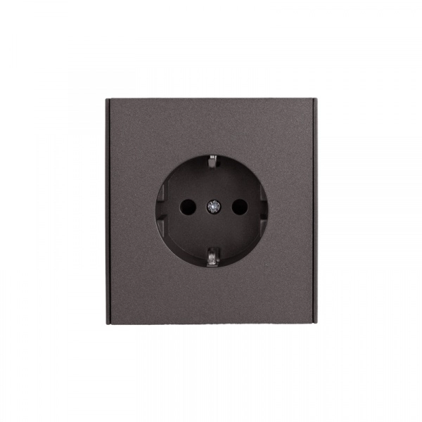 Розеткаодноместная с заземлением со шторками STRONG скрытой установки 16А ГРАФИТ KRANZ (кратно 1)