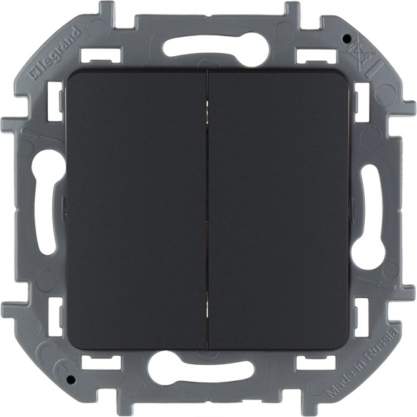 Выключатель Legrand INSPIRIA 2-клавишный механизм с накладкой антрацит