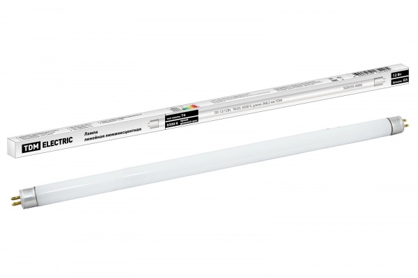 Люминесцентная лампа ЛЛ-12/12Вт, T4/G5, 6500К длина 368,2мм TDM (кратно 25)