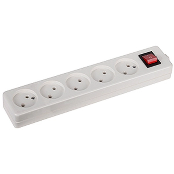 Колодка 5 гнезд без заземления 16А 220В 3500Вт с выключателем K-5s Белая ЭРА Б0003481