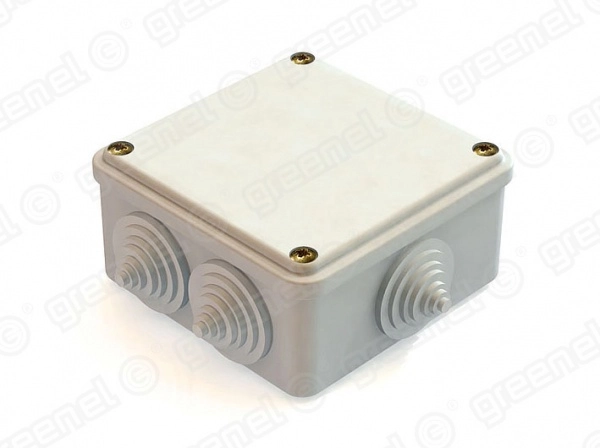 Коробка распаячная ОП 100х100х50 IP55 6 вводов , крышка на винтах  Greenel GE41234
