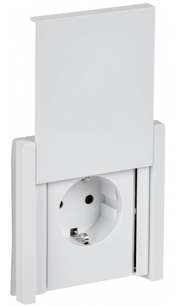Розетка с заземляющими контактами со шторкой с крышкой безвинтовое крепление 16А IP44 FORTE&PIANO БЕЛЫЙ FP219 IEK