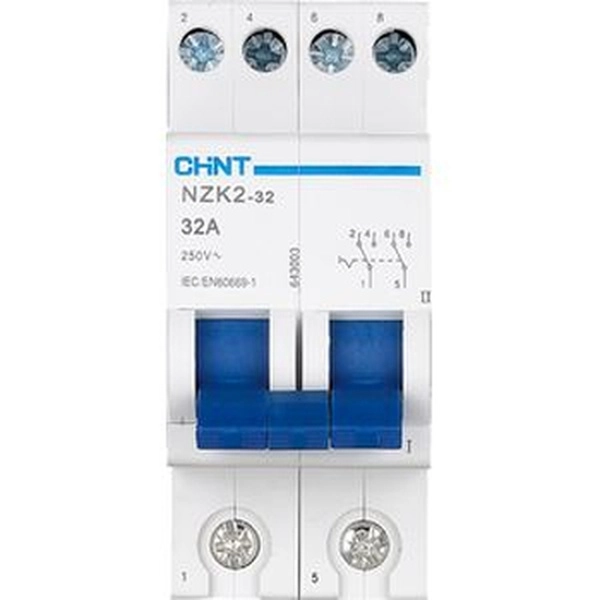 Модульный переключатель двухпозиционный 2П 32А NZK2-32 (CHINT)