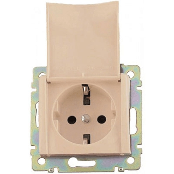 Legrand Valena  Слоновая Кость IP44 Розетка механизм 1-местная с заземляющими контактами с крышкой 16А 250В 774120 (кратно 1)