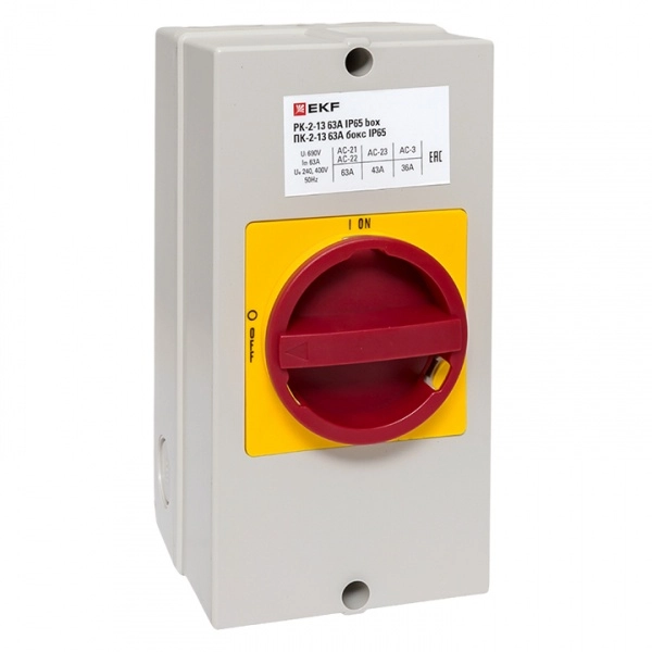 Переключатель кулачковый ПК-2-13 63А 3P "ВКЛ-ВЫКЛ" с блокировкой в боксе IP65 EKF PROxima (кратно 1)