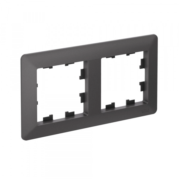 Рамка двухместная ATLASDESIGN AIR БАЗАЛЬТ/дымчатый черный