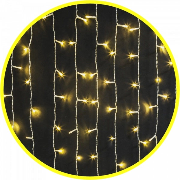 Гирлянда "Занавес" УЛИЧНАЯ IP44 2x1.5м режим "искрящийся снег" теплый БЕЛЫЙ свет провод прозрачный 220В Navigator 61872