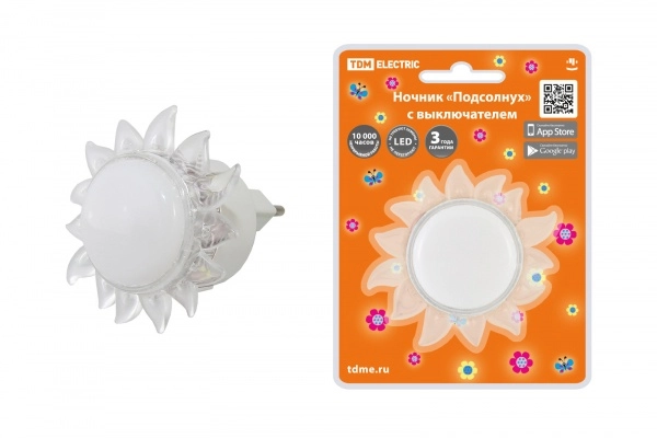 Ночник TDM Подсолнух с выключателем, 0,4 Вт, 220 В