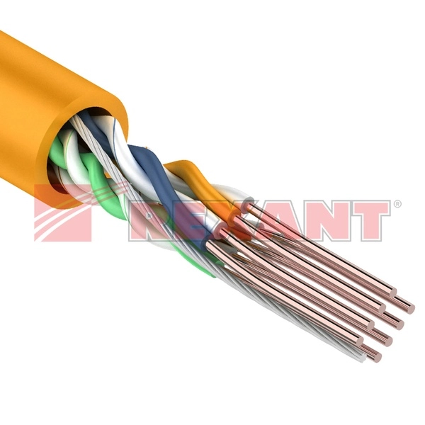 Кабель информационный U/UTP категория 5е 4х2х24AWG(0,50мм) 305м (медь) ZH нг(А)-HF solid оранжевый REXANT (01-0049)