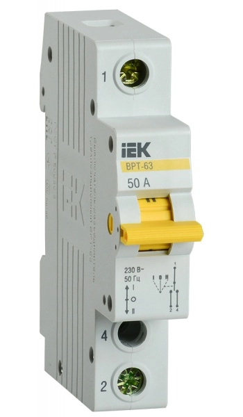 Выключатель-разъединитель трехпозиционный 1П 50А ВРТ-63 IEK