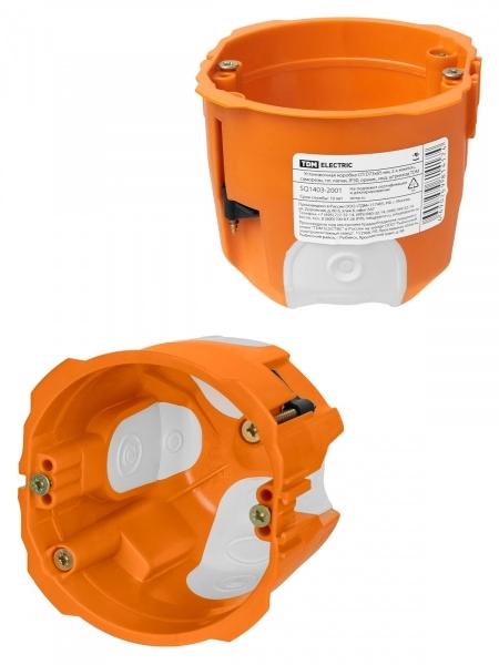 Коробка установочная СП D73х65мм двухкомпонентная саморезы пластиковые лапки IP30 TDM