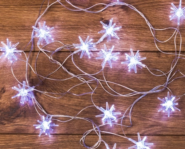 Гирлянда "Снежинки" ВНУТРЕННЯЯ IP20 2,8м свечение с динамикой прозрачный ПРОВОД 220В диоды БЕЛЫЕ NEON-NIGHT 303-036