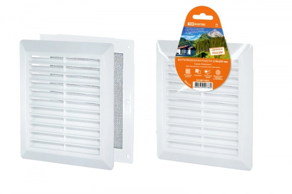 Решетка разъемная с москитной сеткой, наклонные жалюзи, 218х295 TDM (кратно 5)