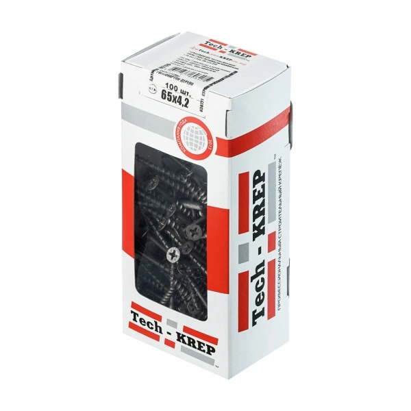Саморез гипсокартон-дерево 4,2х64(65) (100 шт) - коробка с ок. Tech-Krep